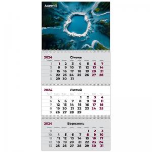 Календар настінний квартальний 2024 3 пружини Geo Art 3 AXENT 8803-24-3-A