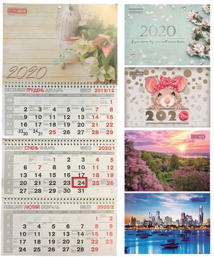 Календарь настенный квартальный на 2020 г. (3 пружины) BUROMAX BM.2105