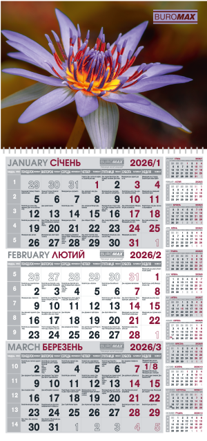 Календарь настенный квартальный 2026 Buromax BM.2106