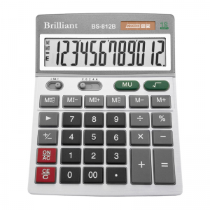 Калькулятор 12 розрядів сірий Brilliant BS-812В