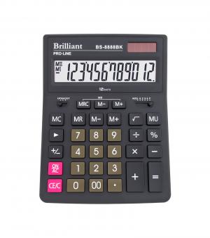 Калькулятор 12 розрядів чорний Brilliant BS-8888BK