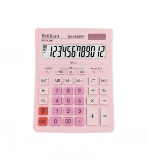 Калькулятор 12 разрядов розовый Brilliant BS-8888PK
