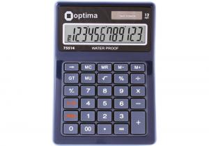 Калькулятор настільний 12 розрядів, водонепроникний, 171*120*36 мм Optima O75514