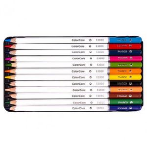 Олівці кольорові MARCO, 12 кольорів, дерево, залізна упаковка, Coloritе 3000-12TN-A - Фото 1