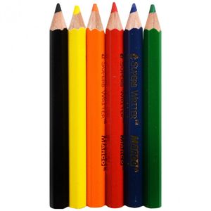 Олівці кольорові MARCO, міні, 6 кольорів, дерево, Superb writer 4100H-6CB - Фото 1