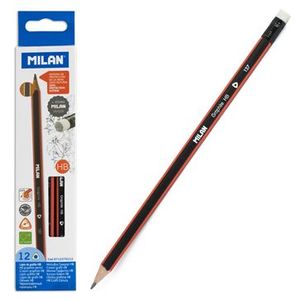 Олівець графітовий MILAN HB з гумкою чорний ml.0712370312