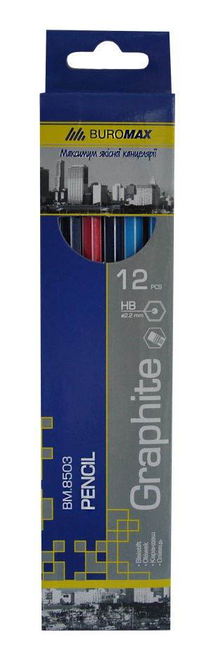 Олівець графітовий НВ з гумкою Buromax BM.8503