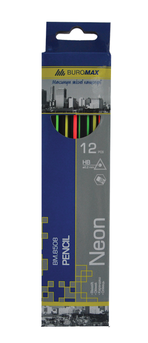 Олівець графітовий НВ з гумкою Buromax BM.8508 - кількість в упаковці: 12 шт.