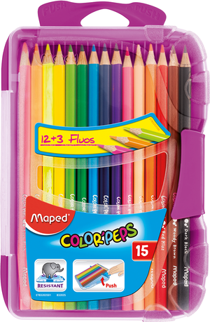 Карандаши цветные 15 цветов COLOR PEPS Smart Box пенал Maped MP.832035.Z. - Фото 1