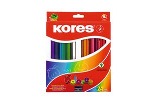 Карандаши цветные 24 шт треугольные с точилкой Kores K93324