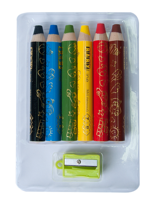 Карандаши цветные 3 в 1 mini SUPER JUMBO с точилкой, 6 цв., ZiBi ZB.2453 - Фото 1