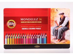 Олівці кольорові акварельні 36 Mondeluz металева коробка Koh-I-Noor 3725