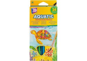 Карандаши цветные акварельные COOLFORSCHOOL Aquatic Extra Soft 24 цвета с кистью CF15158