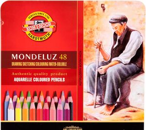 Олівці кольорові акварельні Mondeluz 48 кольорів, металева упаковка Koh-i-Noor 372604 - Фото 1