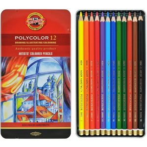 Олівці кольорові художні POLYCOLOR 12 (метал.коробка) Koh-i-noor 3822012002PL