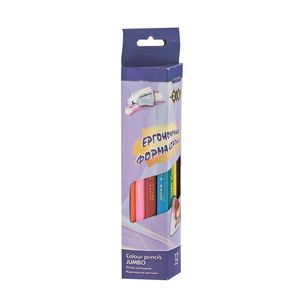 Олівці кольорові JUMBO з точилкою 12 шт.трикутні ZB.2407 Zibi - Фото 1