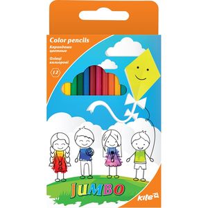 Олівці кольорові тригранні Jumbo 12 кольорів Kite K17-048 - Фото 1