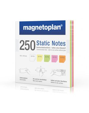 Карточки маркерные полимерные квадратные 100x100 Magnetoplan Static Notes Assorted Set 11250110
