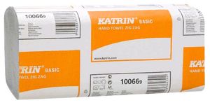 Полотенца бумажные Basic, 1 слой, V-сложение, 23х23.2 см, Katrin, 100669