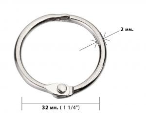 Кільця металеві для палітурки 32 мм (11/4) срібло упаковка 100 шт DA LH-101111