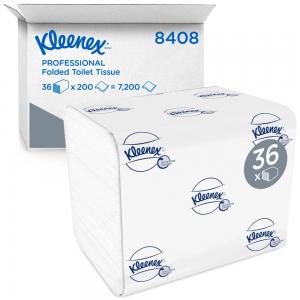 Папір туалетний Kimberly-Clark Kleenex 8408 листовий 2 шари 18.6х12.5см 200л білий