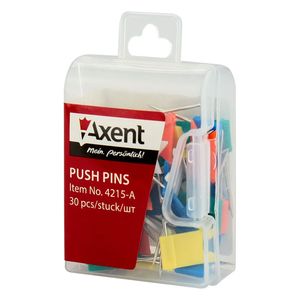 Кнопки-гвоздики цветные флажки 30 штук (пластиковый контейнер) Axent 4215-A - Фото 1