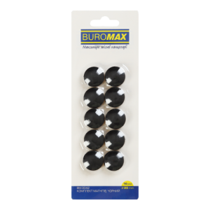 Комплект магнітів Buromax BLACK 10 шт 20 мм BM.0042
