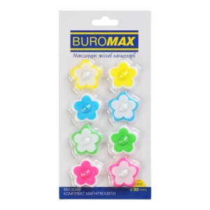 Комплект магнітів Buromax FLOWERS 8 шт 30 мм BM.0046