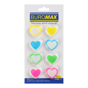 Комплект магнітів Buromax LOVE 8 шт 30 мм BM.0047