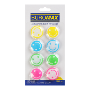 Комплект магнітів Buromax SMILE 8 шт 30 мм BM.0044