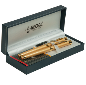 Комплект ручок (перо+роллер) у подарунковому футлярі L, Regal R68001.L.RF золото