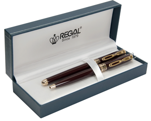 Комплект ручок (перо+кулькова) у подарунковому футлярі L, Regal R18009.L.BF бордовий