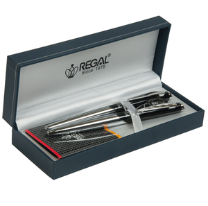 Комплект ручок (перо+кулькова) у подарунковому футлярі L,Regal R25021.L.BF хром