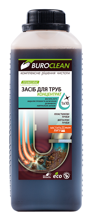 Средство для прочистки канализационных труб бесфосфатное BUROCLEAN SOFT Dez-2 1л BuroClean 10900040