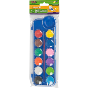 Фарби акварельні 12 кольорів пластикова коробка з пензликом Zibi ZB.6559
