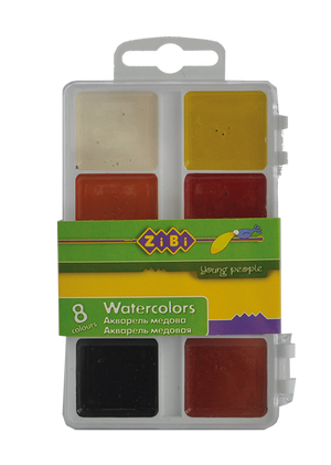 Краски акварельные 8 цветов пластиковая коробка Zibi ZB.6519 - Фото 6