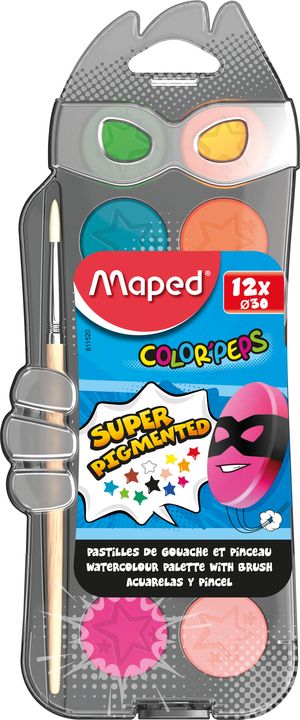 Краски акварельные Maped COLOR PEPS 12 цветов кисточка MP.811520 - Фото 1