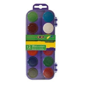 Фарби акварельні Zibi 12 кольорів пластикова коробка без кисті фіолетовий ZB.6521-07 - Фото 1