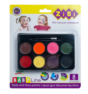 Фарби для гриму обличчя і тіла на водній основі 8 кольорів ZiBi ZB.6567