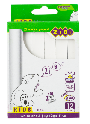 Мел белый ZiBi KIDS Line ZB.6703-12 квадратный 12 штук