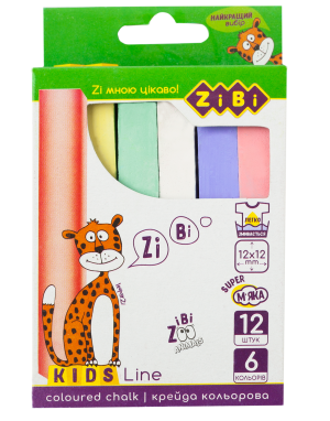 Крейда кольорова ZiBi KIDS Line ZB.6703-99 квадратна 12 штук