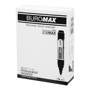 Маркер водостійкий чорний Buromax JOBMAX 2-4 мм масляна основа BM.8711-01