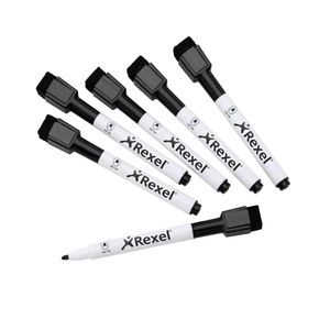 Набор маркеров Rexel для магнитно-маркерных досок 6 штук черные 2104184