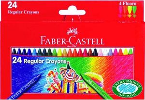 Мелки восковые Faber-Castell в картонной коробке 75 мм 24 цвета (4 флуоресцентные), 120057