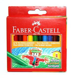 Карандаши восковые Faber-Castell 12 цветов 108 мм, картонная коробка 141012