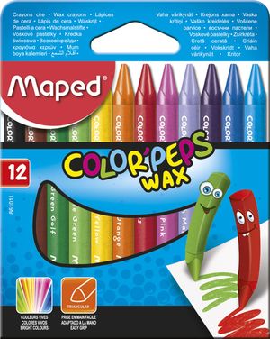 Мелки восковые COLOR PEPS Wax Crayons 12 цветов Maped MP.861011 - Фото 1