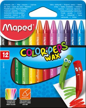 Олівці воскові COLOR PEPS Wax Crayons 12 кольорів Maped MP.861011