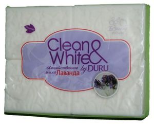 Мыло Clean White хозяйственное белое, яблоко лаванда, 4х125 г, DURU, 0151249