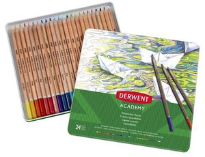 Набор цветных акварельных карандашей Derwent Academy, металлическая коробка 24 штук, 2301942
