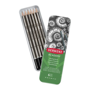 Набір чорнографітних олівців, Derwent Academy Sketching, металева упаковка уп/6 шт, 3B-2H 2301945
